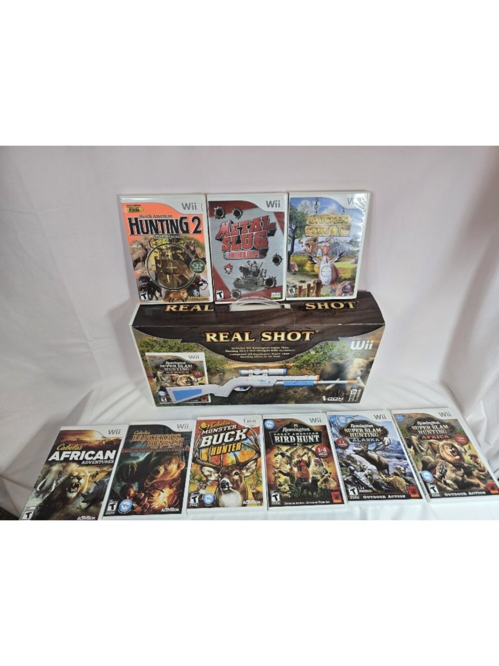 Nintendo Wii Real Shot Remington Accessory With 9 Hunting Games bundle Lot - Picture 1 of 16